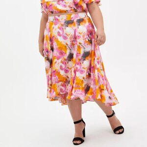 Torrid Multi Watercolor Tie-Dye Skirt with High-Low Hem and Pockets Size 1X